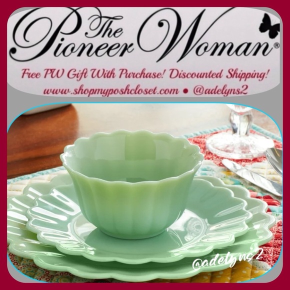🌺 New Pioneer Woman Timeless Treasures Beauty JADE 3-Piece Dinnerware Set - Picture 4 of 6